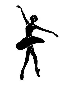 Ballet dancer full body shape, vector isolated shadow, simple black silhouett 스톡 일러스트