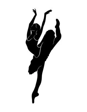 Ballet dancer full body shape, vector isolated shadow, simple black silhouett Stock Illustration