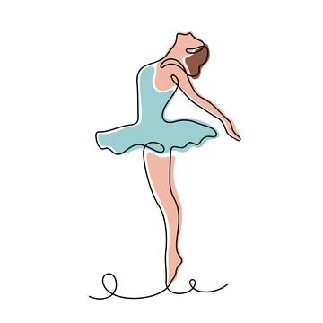 Ballet dancer one line vector illustration Stock Illustration