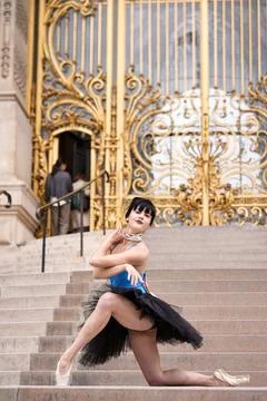Ballet dancer performing elegant pose at Petit Palais Paris June 15 2025 Stock Photos