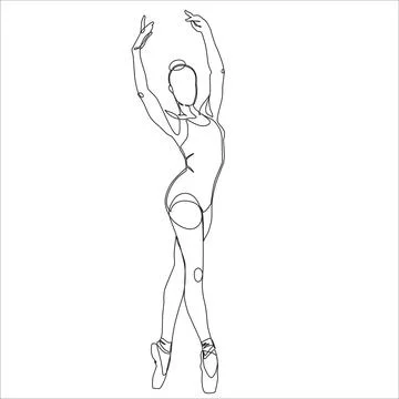 Ballet dancer on pointes shoes vector continuous line Stock Illustration