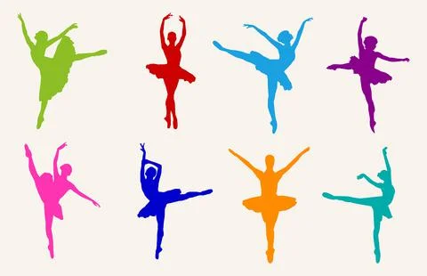 Ballet Dancer Poses Set of 8 Stock Illustration