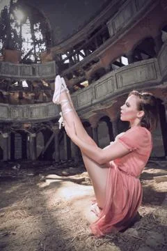 Ballet dancer posing on theatre Stock Photos