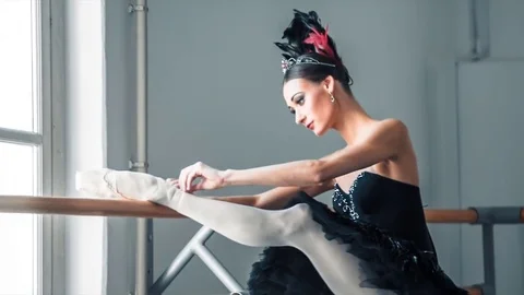 Ballet Dancer Practicing In The Hall Stock Footage
