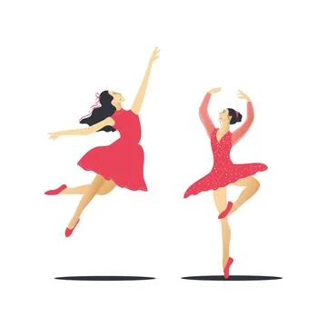 Ballet dancer in red dress. Vector illustration in flat style. Stock-Illustration