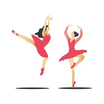 Ballet dancer in red dress. Vector illustration in flat style. Stock-Illustration