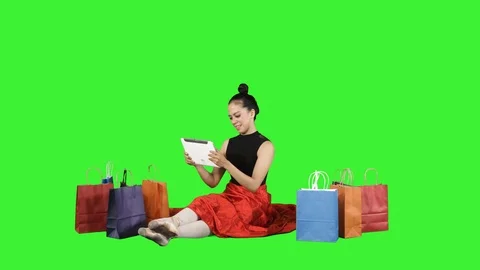 Ballet dancer shopping online in studio Stock Footage 119843726