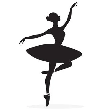 Ballet dancer silhouette isolated on white background flat Stock Illustration