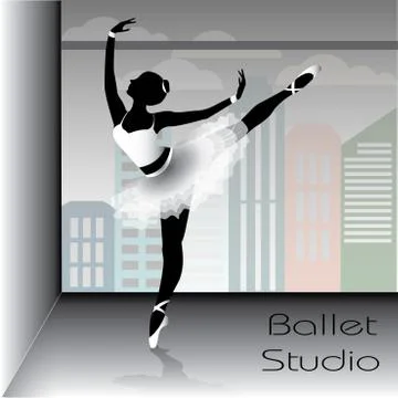 Ballet dancer silhouette, vector illustration. Stock Illustration