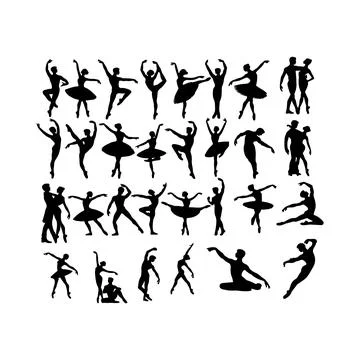 Ballet dancer silhouettes Stock Illustration