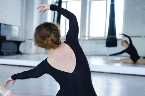 Ballet dancer. Train in the studio. Workout. Stock Photos