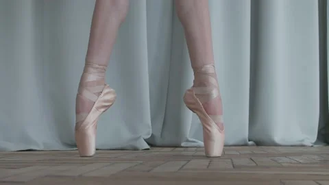 Ballet dancer's feet as she practices Stock Video Pond5