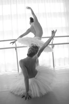 Ballet dancers performing in studio Stock Photos