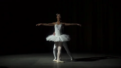 Ballet Dancers Posing On Stage Vídeo Stock 68186556