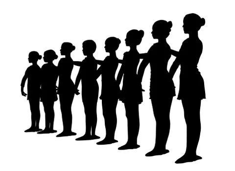 Ballet dancers standing in a row Stock Illustration