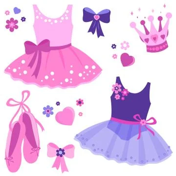 Ballet dresses. Vector illustration set Stock Illustration