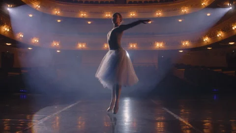Ballet female dancer practices in tutu dress Stock Footage 238071561