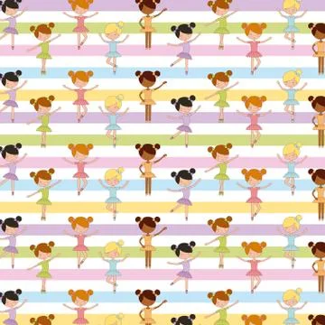 Ballet girl dancing performance studio seamless pattern Illustrazione stock