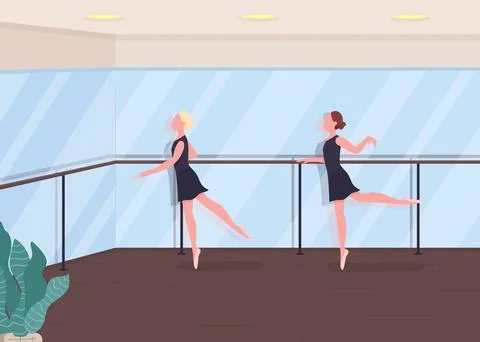 Ballet lesson flat color vector illustration Stock-Illustration
