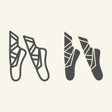 Ballet line and solid icon. Ballet pointes outline style pictogram on beige Illustrazione stock