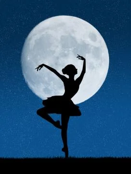 Ballet in the moonlight Stock Illustration