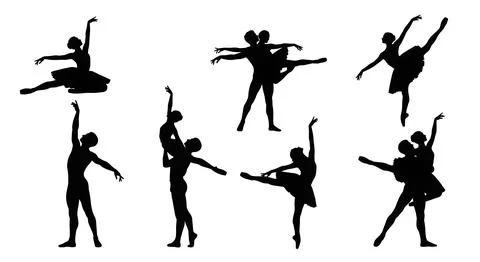 Ballet Pas de Deux Partnering Silhouette Set Stock Illustration