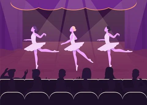 Ballet perfomance flat color vector illustration Stock Illustration