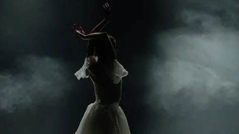 Ballet performance, dramatic dance, graceful ballerina in a white tutu Stock Footage 245810764