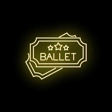 Ballet performance ticket glowing neon outline icon Stock Illustration