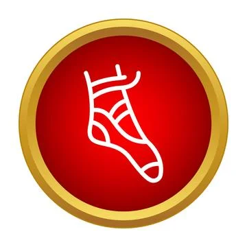 Ballet pointe shoe icon on red background Illustrazione stock