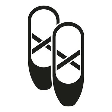 Ballet pointe shoes flat black silhouette icon Illustrazione stock