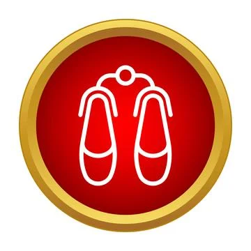 Ballet pointe shoes icon inside red circle Illustrazione stock