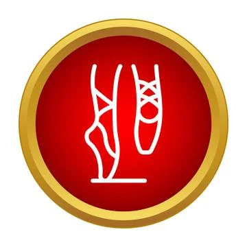 Ballet pointe shoes performing dance on red circle icon Illustrazione stock