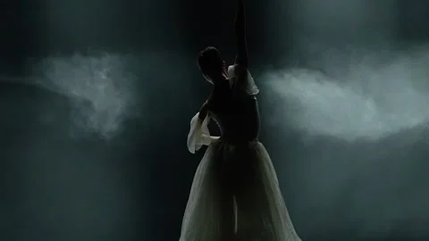 Ballet rehearsal, dramatic dance, elegant woman in a white tutu, ballerina Vídeos de archivo 260687505