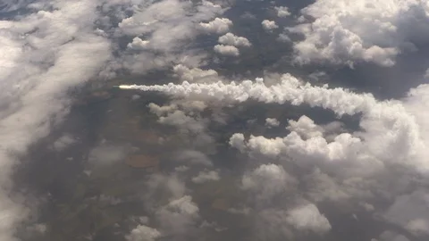 Ballistic Missile flying above the clouds. Stock Footage 89880760