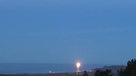 Ballistic Missile Ground Based Interceptor launching from Space Command Center Stock Footage 258335802