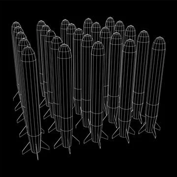 Ballistic Missile, Hypersonic Rocket, Bomb Stock Illustration