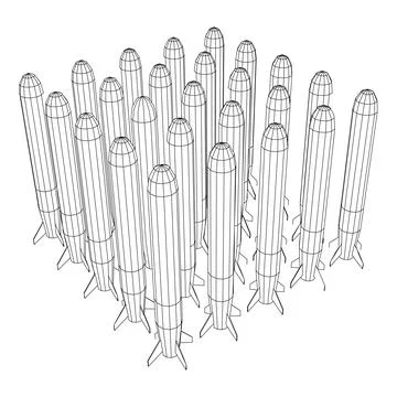 Ballistic Missile, Hypersonic Rocket, Bomb Stock Illustration
