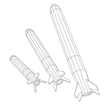 Ballistic Missile, Hypersonic Rocket, Bomb Stock Illustration