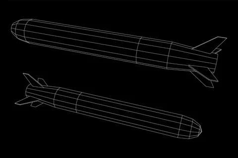 Ballistic Missile, Hypersonic Rocket, Bomb Stock Illustration