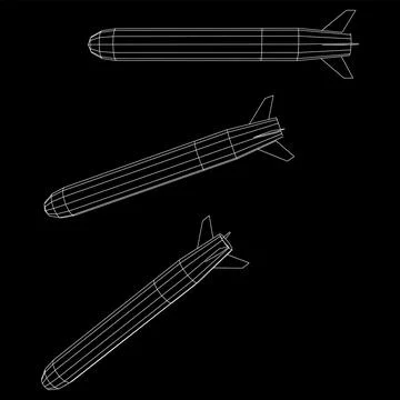 Ballistic Missile, Hypersonic Rocket, Bomb Stock Illustration