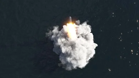 Ballistic missile launch from underwater Stock Footage 135520831