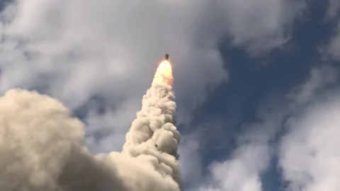Ballistic missile launch from underwater Stock Footage 144055246