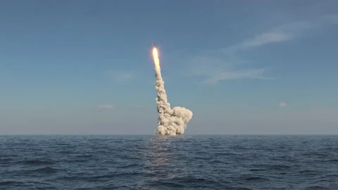 Ballistic missile launch from underwater Stock Footage 144264888