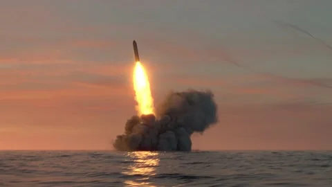 Ballistic missile launch from underwater Stock Footage 164461248