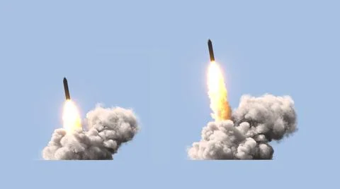 Ballistic rocket launch on blue background Stock Illustration