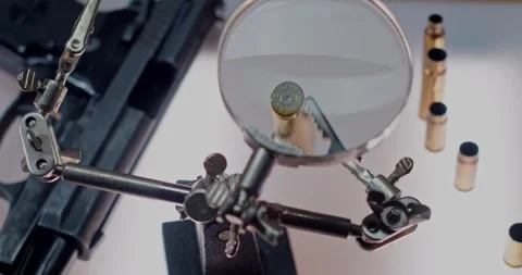 Ballistics expertise CSI close up 4K Stock Footage 248890533