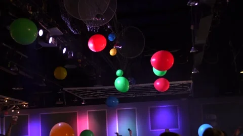 Ballon drop on dance floor at party Stock Footage 332612573