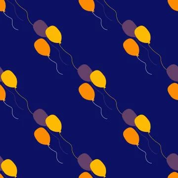 Ballon seamless pattern on blue background in vintage style. Air ballons endl Illustrazione stock