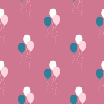 Ballon seamless pattern on pink background in vintage style. Air ballons endl Illustrazione stock